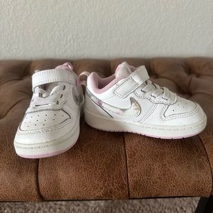 Toddler pink and white Nikes